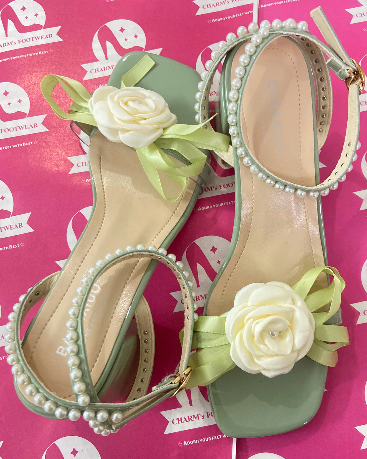 Korean Floral Block heels