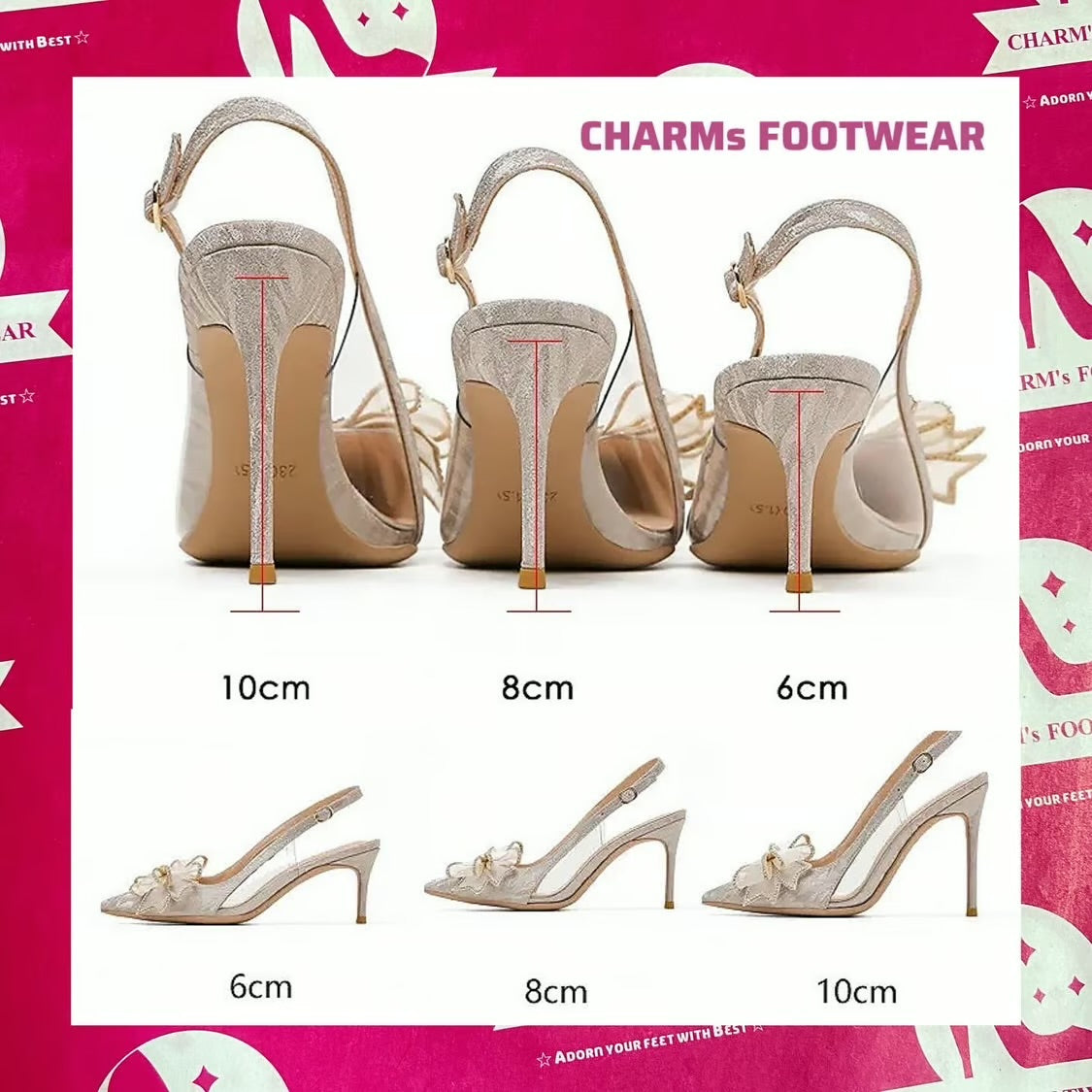 Bow Shimmery Heels (pre order)