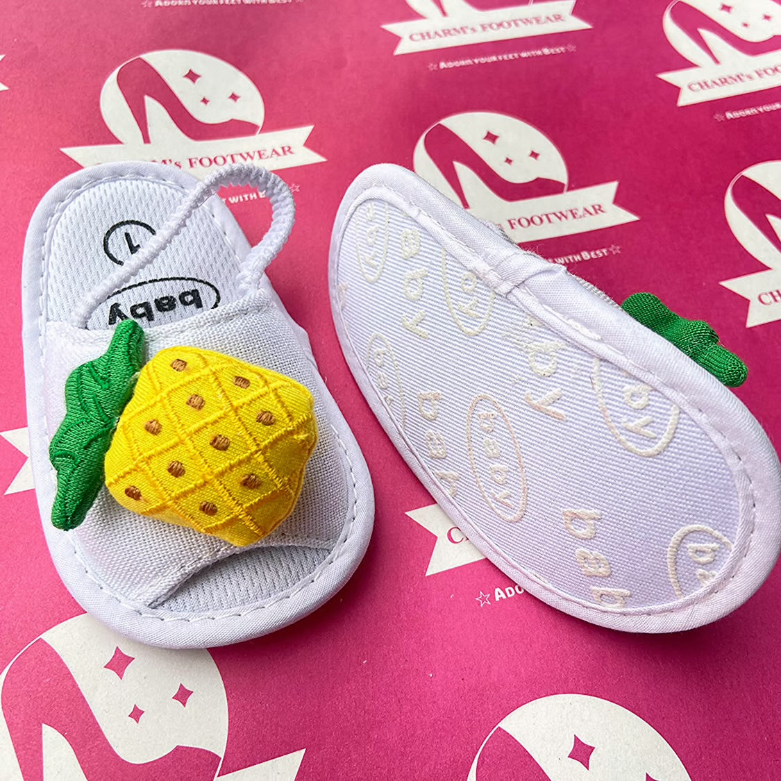 White pineapple slippers