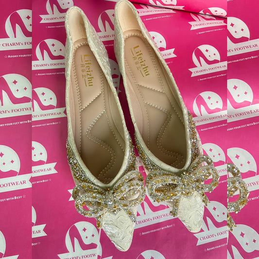 Apricot beige Bow Fancy Flats (pre order)
