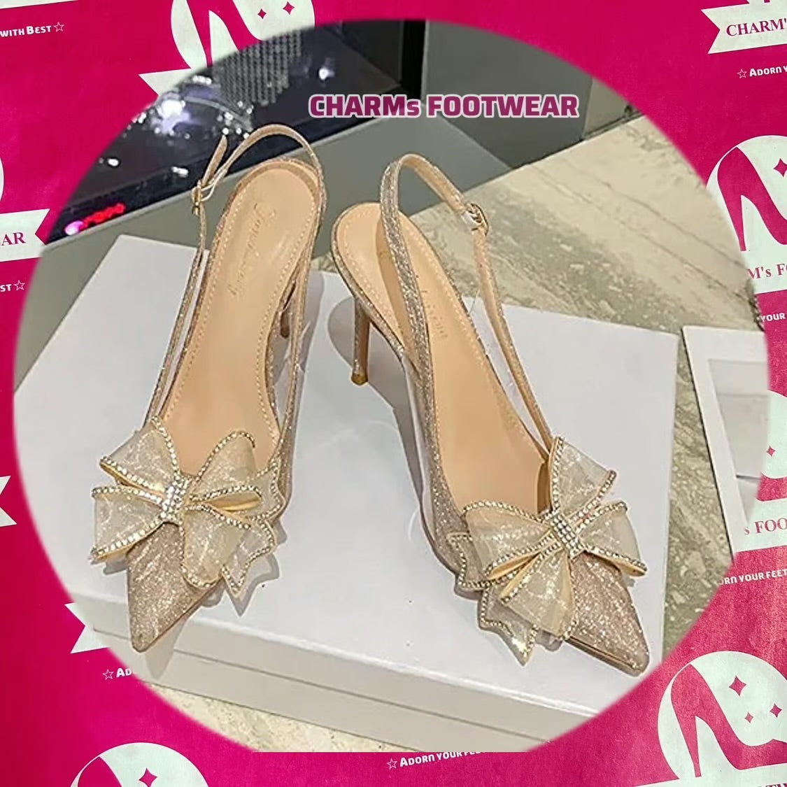 Bow Shimmery Heels (pre order)