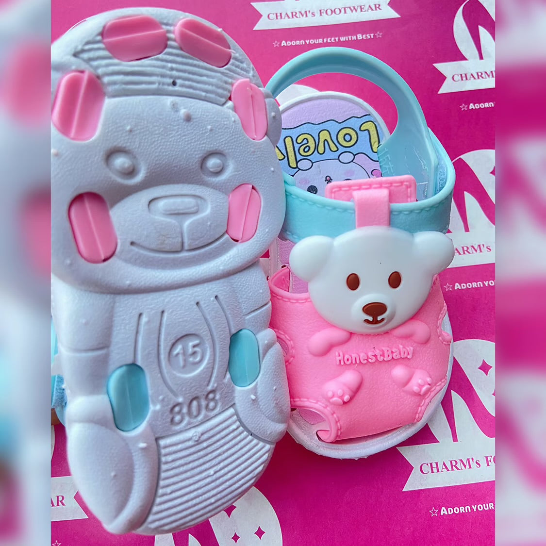 Baby pink bear sandles