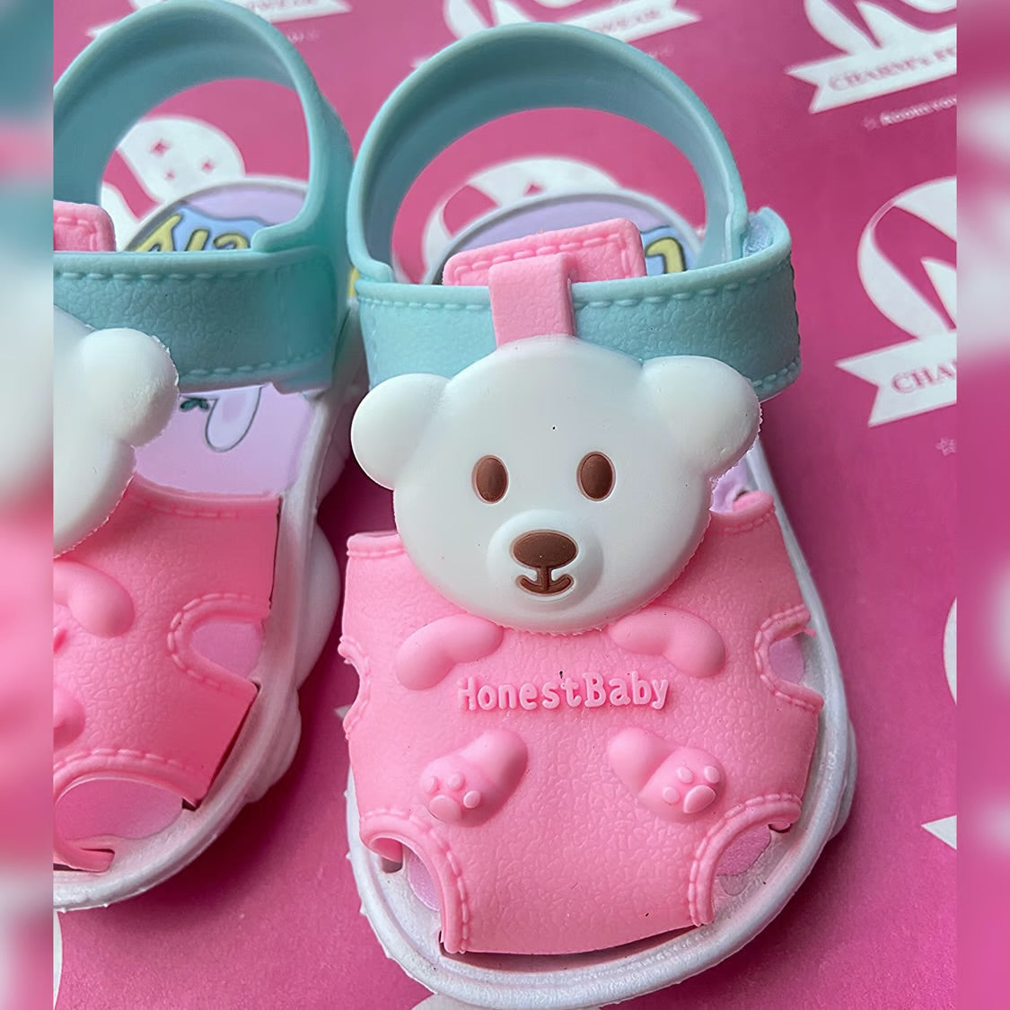 Baby pink bear sandles