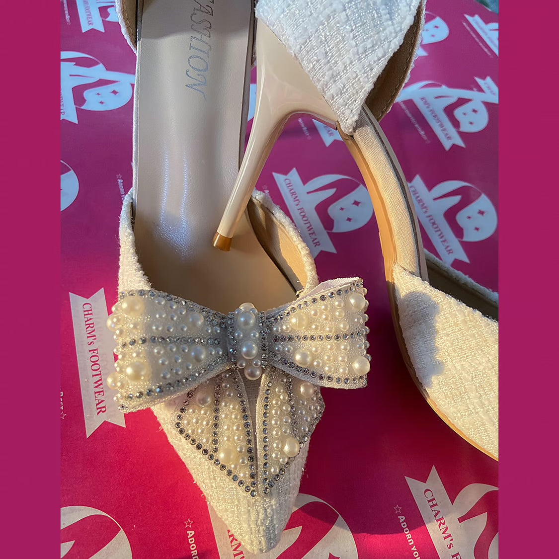 Bow Milky White Heels pre order