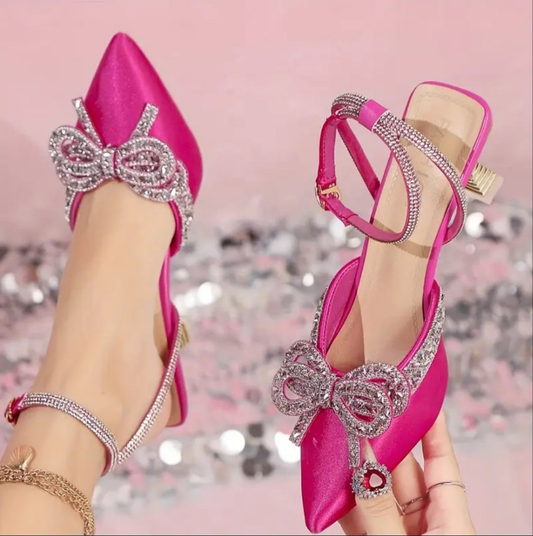 Korean hot Pink Bowknot heels