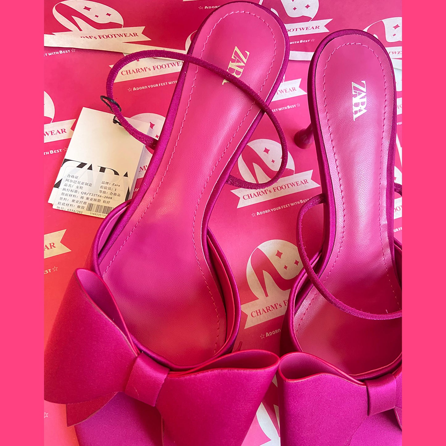 ZARA hot pink bow heels ( PreOrder )