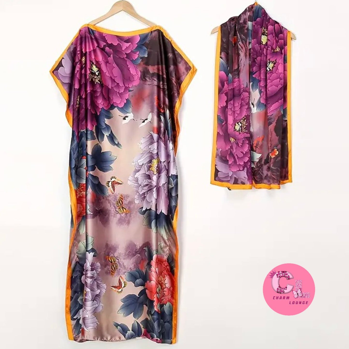 2pcs Silk Satin Maxi Dress