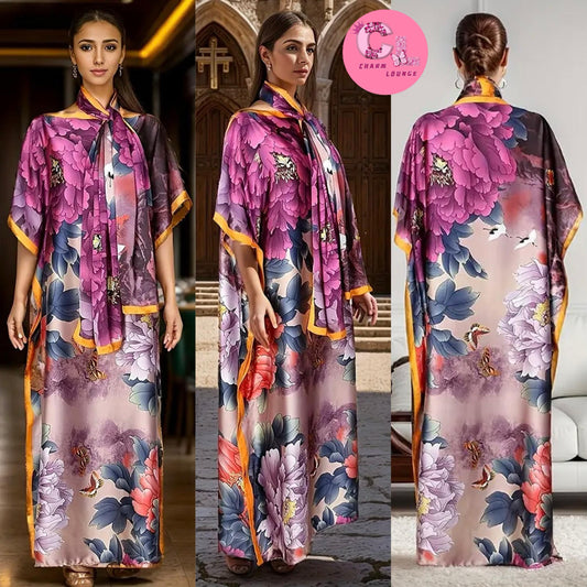 2pcs Silk Satin Maxi Dress