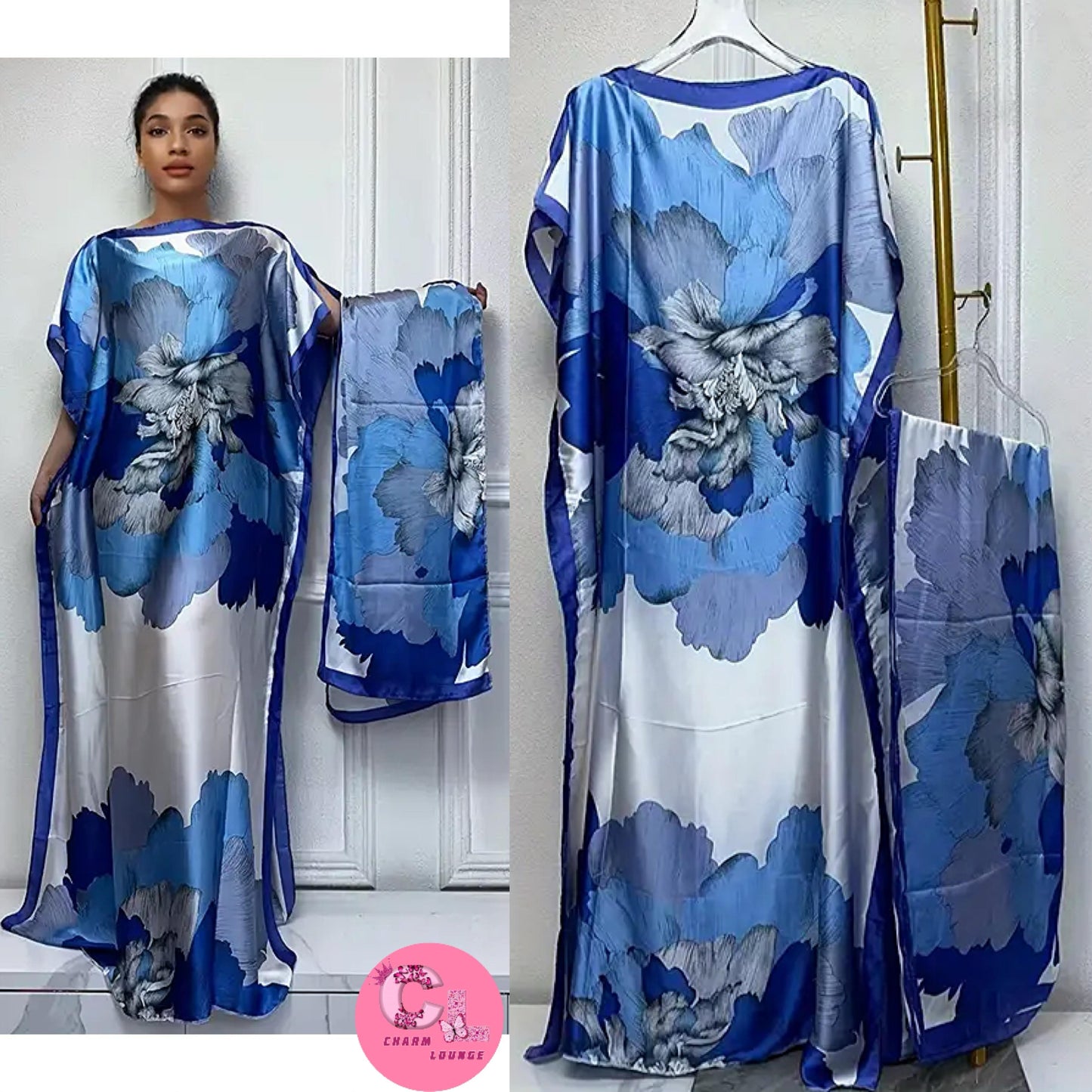 2pcs Silk Satin Maxi dress
