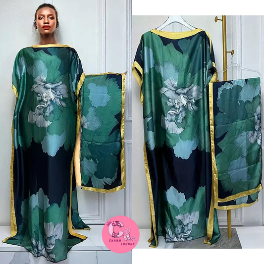 2pcs Silk Satin Maxi dress