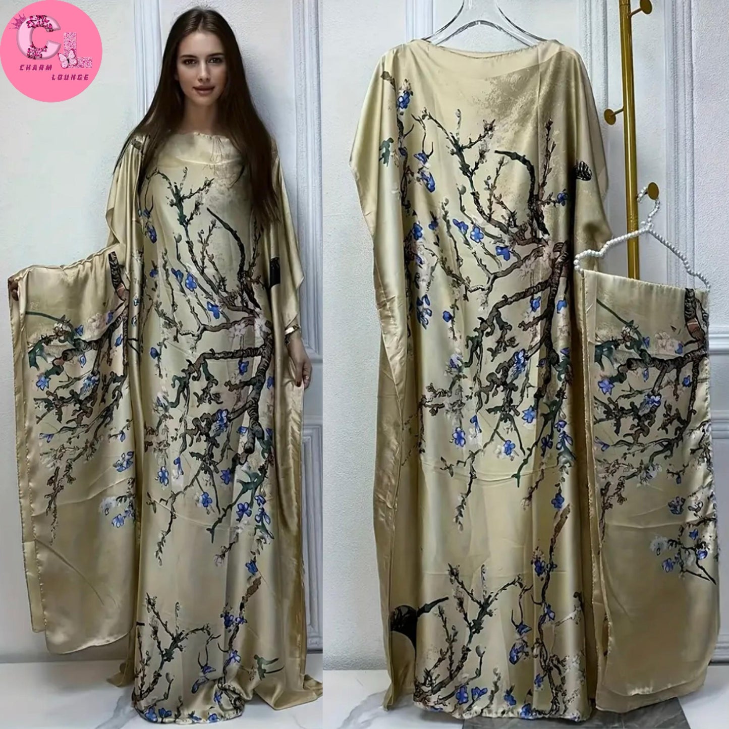 2pcs Silk Satin Maxi dress