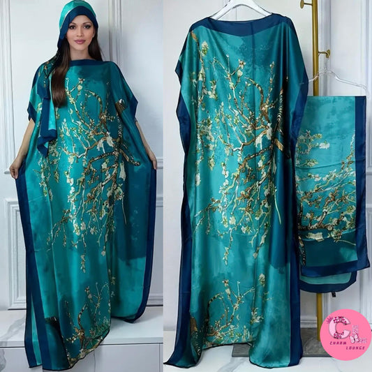 2pcs Silk Satin Maxi dress