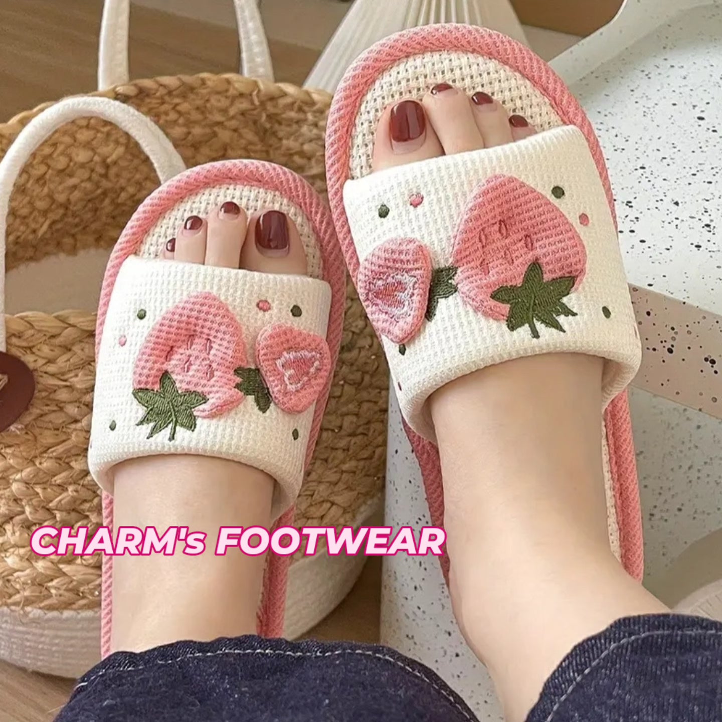 Summer Strawberry Slippers 🍓