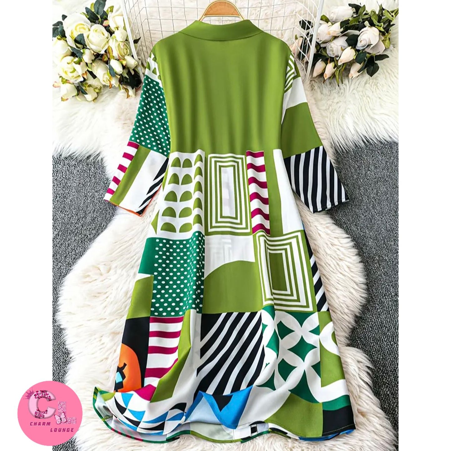 Geometric designed Korean dress