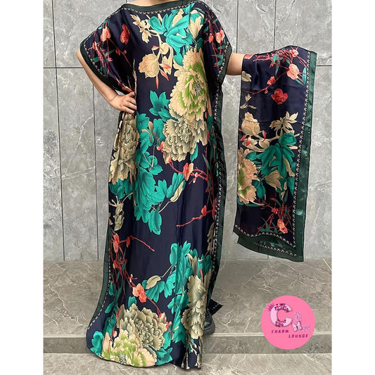 2pcs Silk Satin Maxi Dress