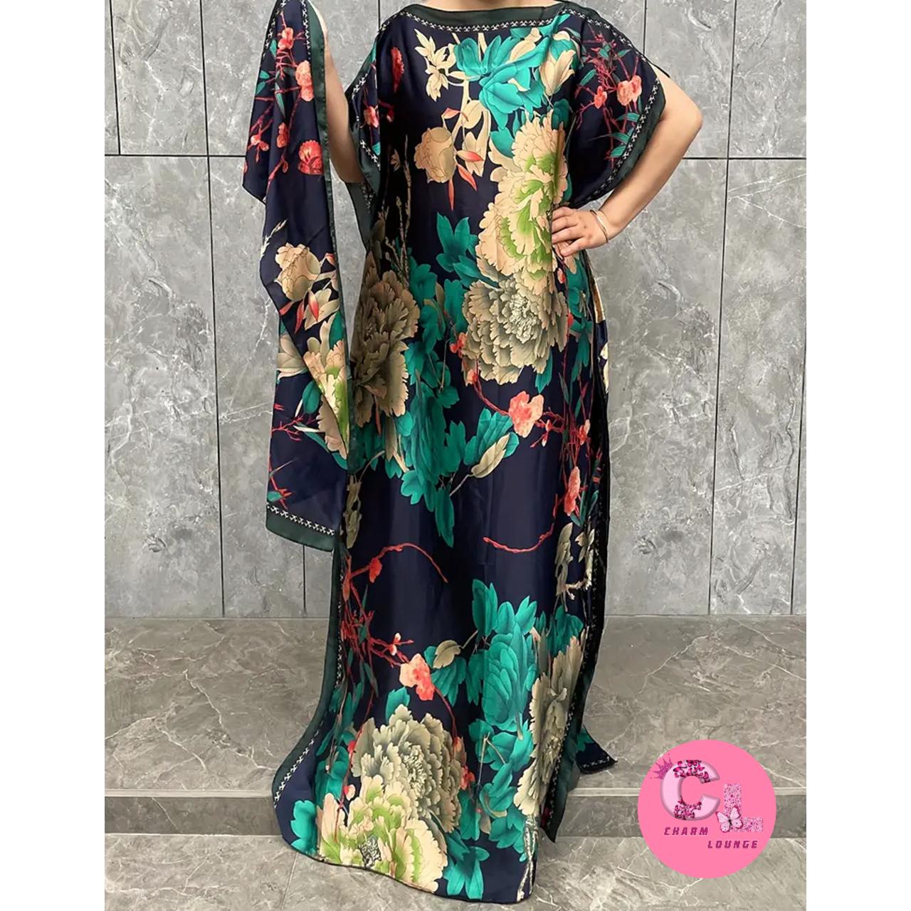 2pcs Silk Satin Maxi Dress