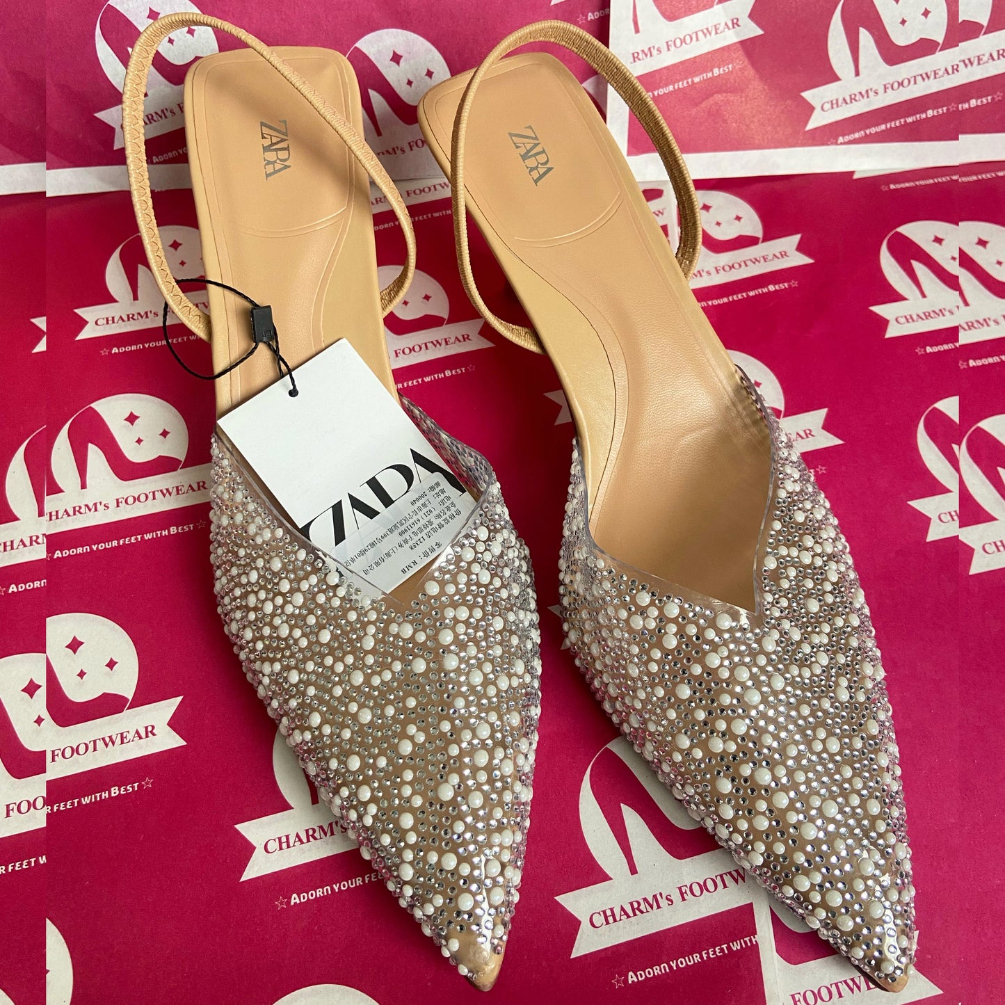 ZARA pearls transparent heels
