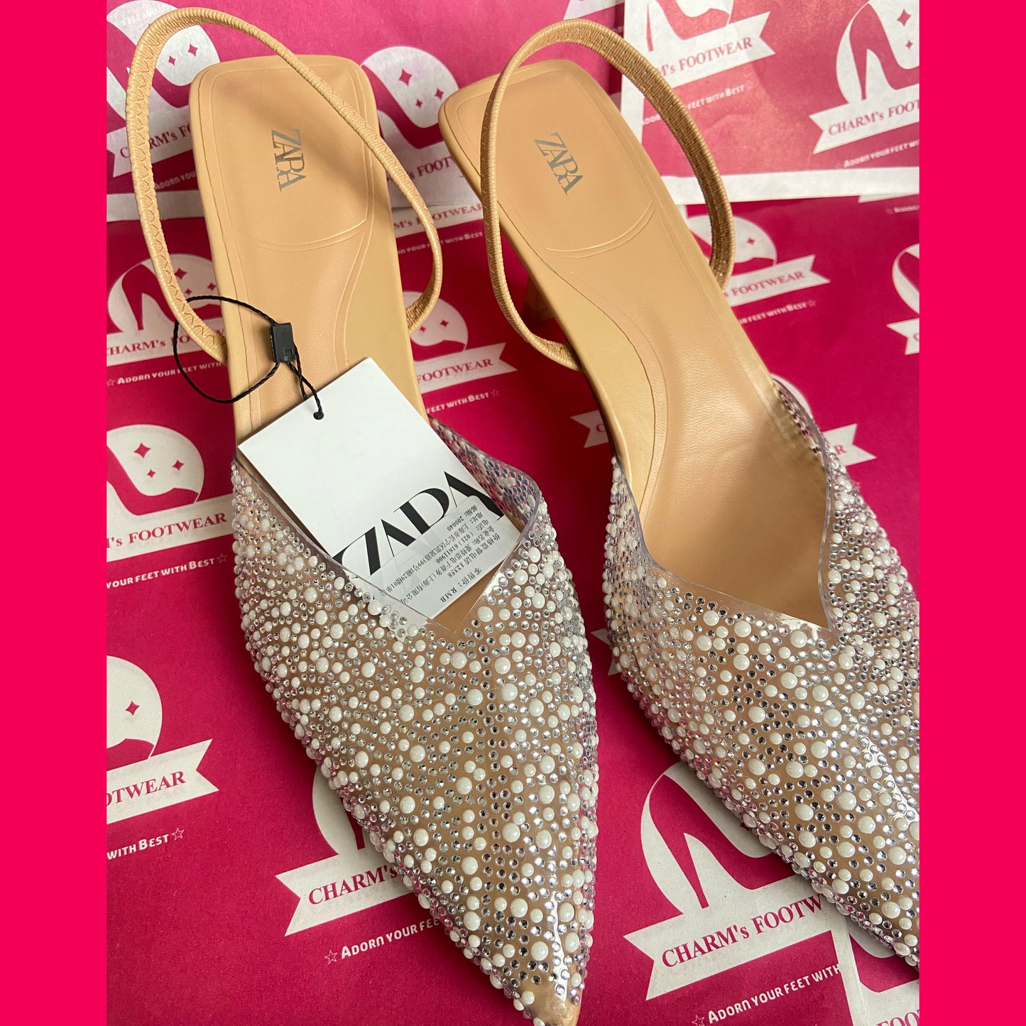 ZARA pearls transparent heels