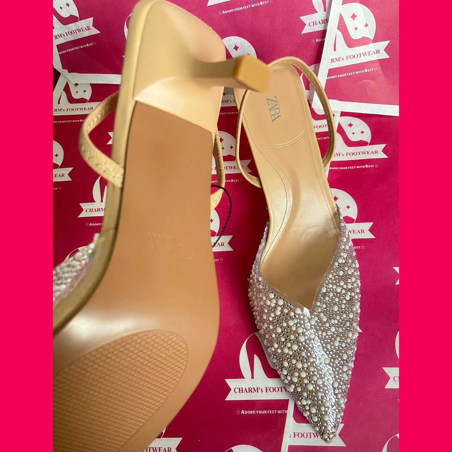 ZARA pearls transparent heels