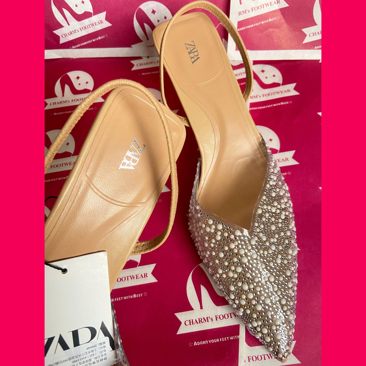 ZARA pearls transparent heels