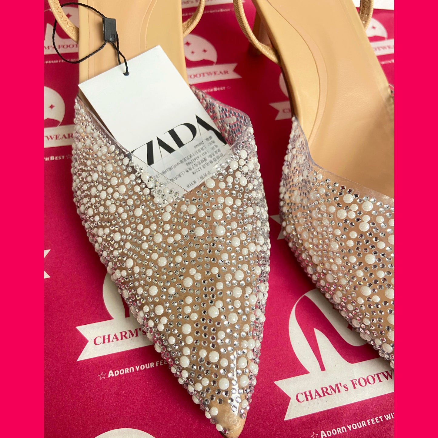 ZARA pearls transparent heels