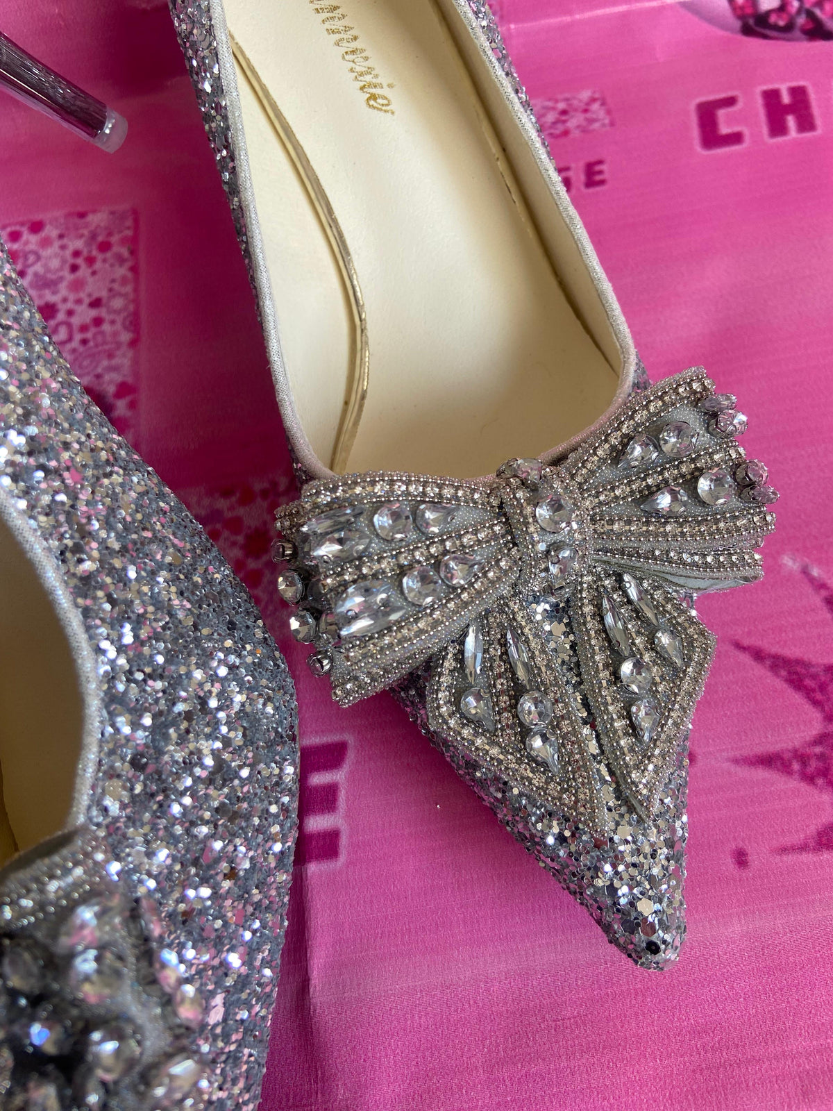 Shimmery Bow Heels