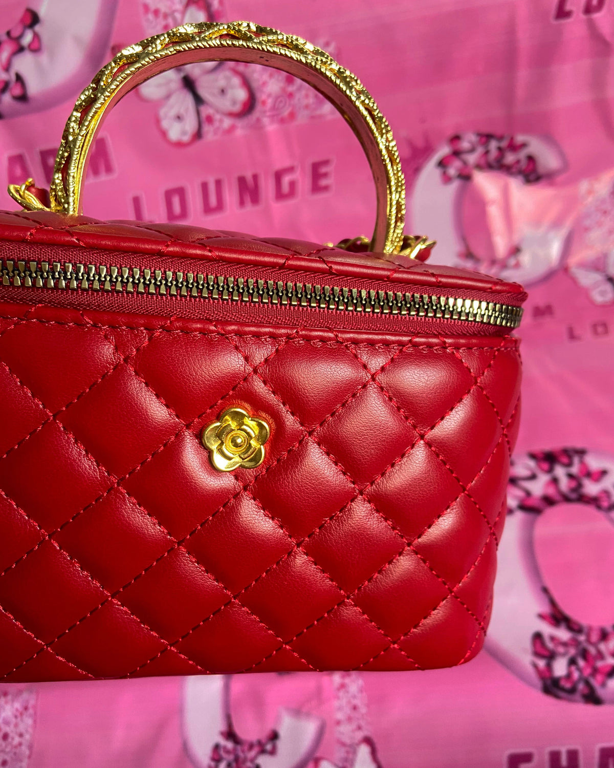 Quilted- Red Vanity Style Bag✨