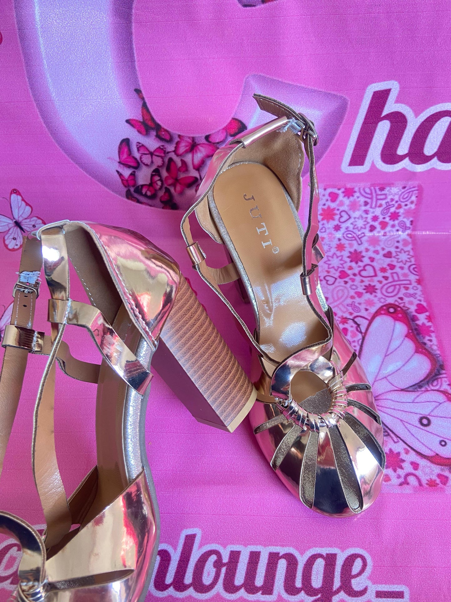 Metallic Block HighHeels
