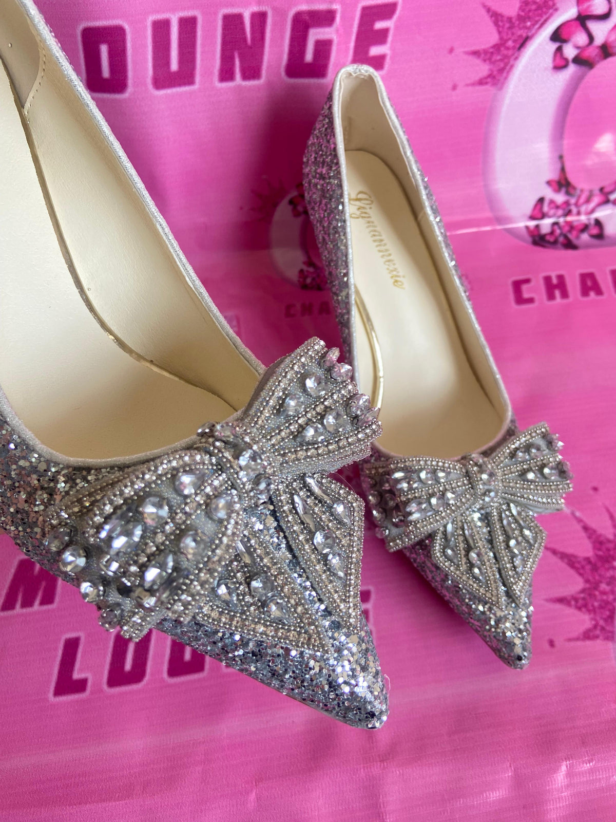 Shimmery Bow Heels
