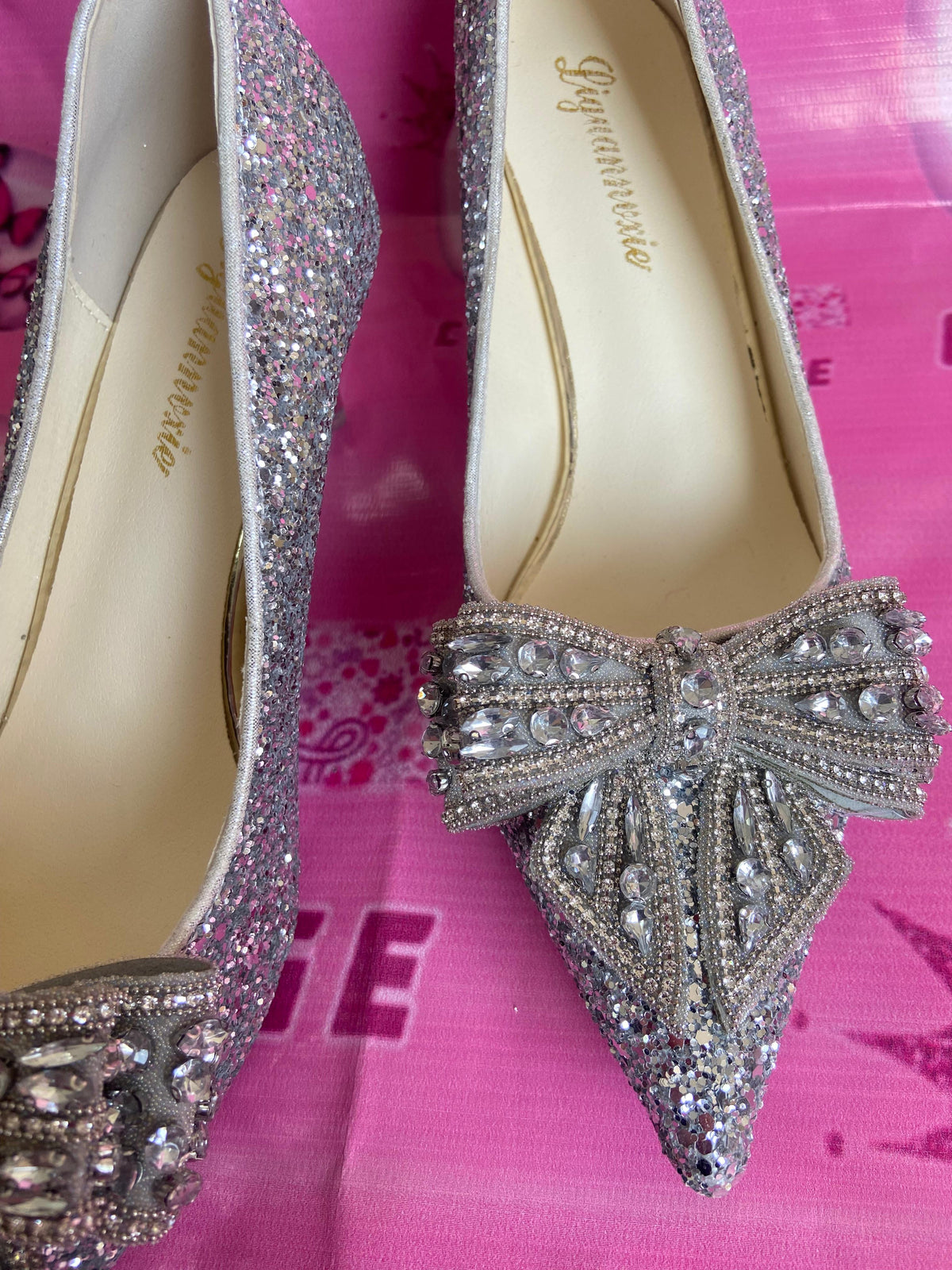 Shimmery Bow Heels