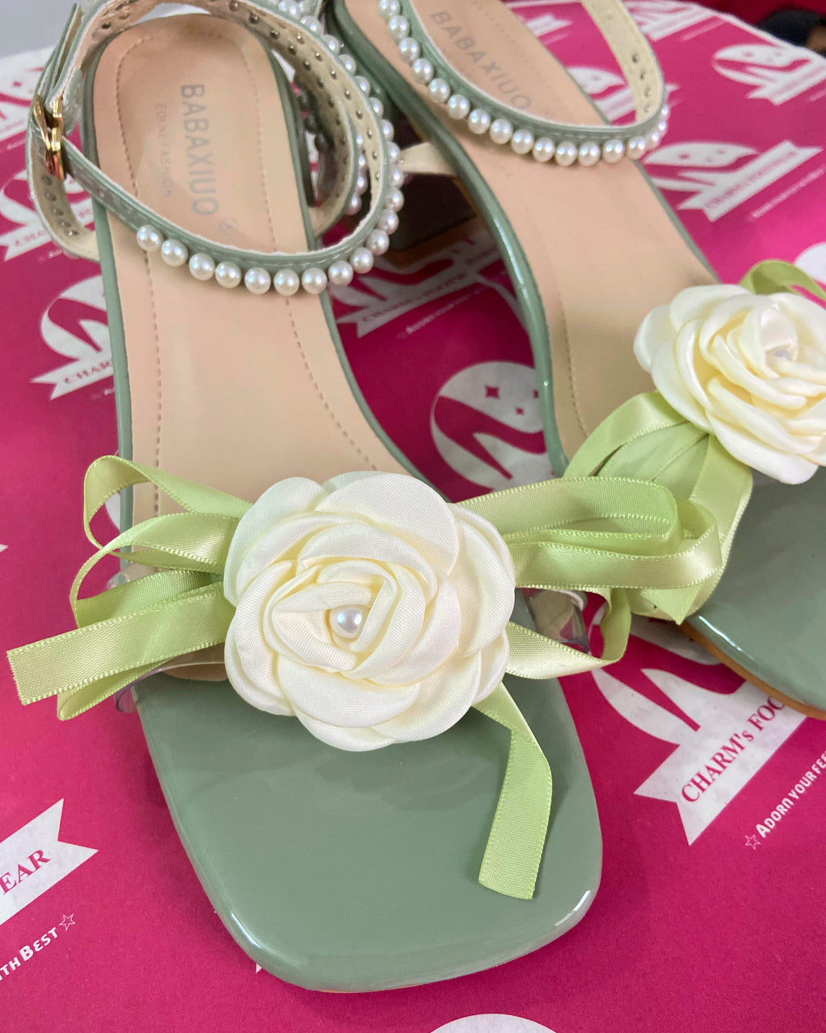 Korean Floral Block heels
