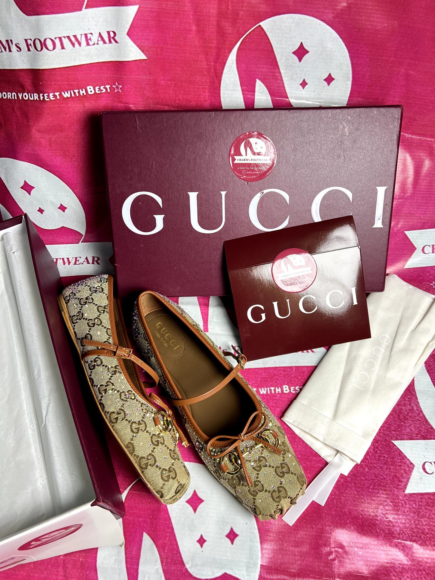 Women's Crystal Gucci Horsbit ballet Flat