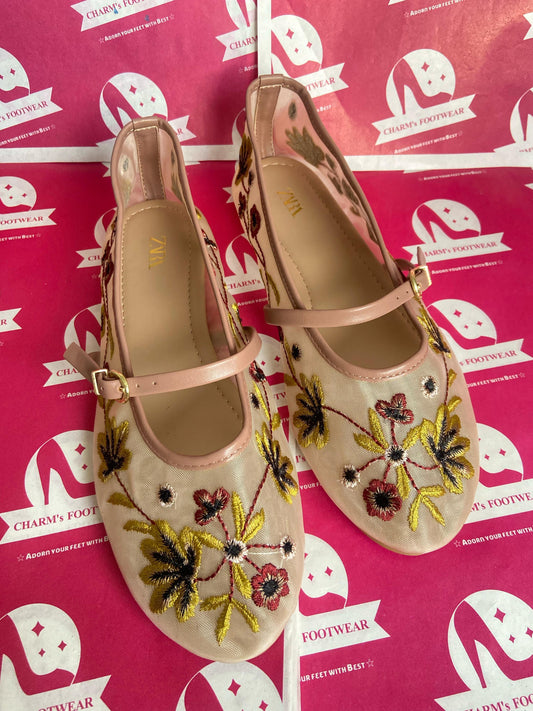 ZARA Floral Flats