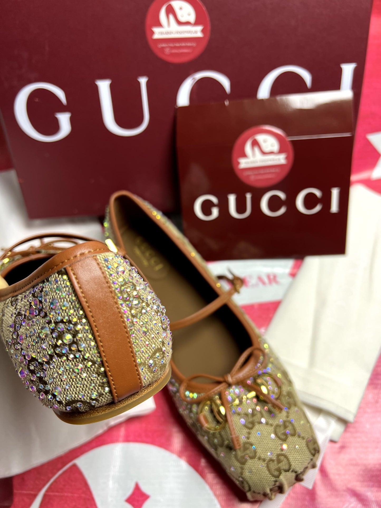 Women's Crystal Gucci Horsbit ballet Flat