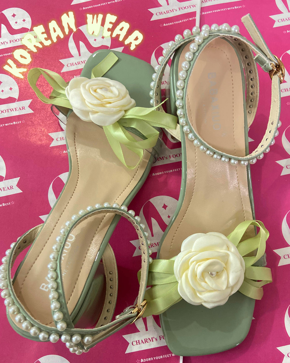 Korean Floral Block heels
