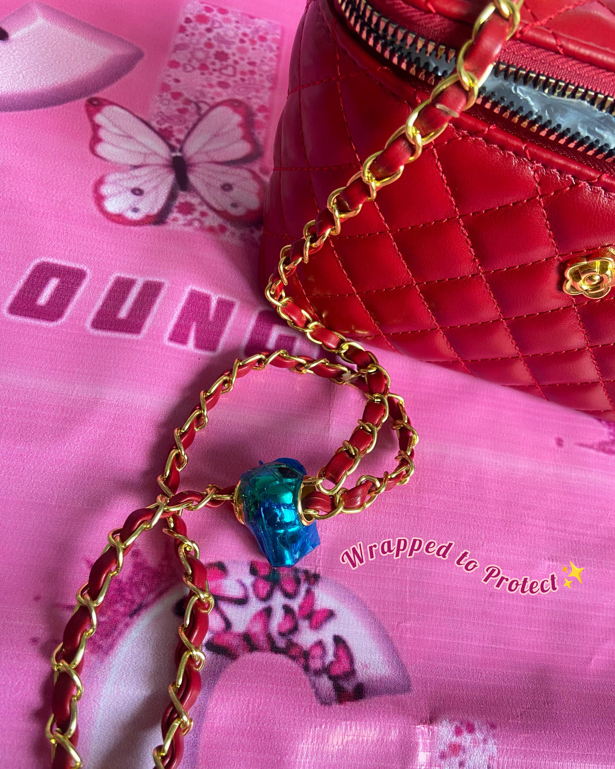 Quilted- Red Vanity Style Bag✨