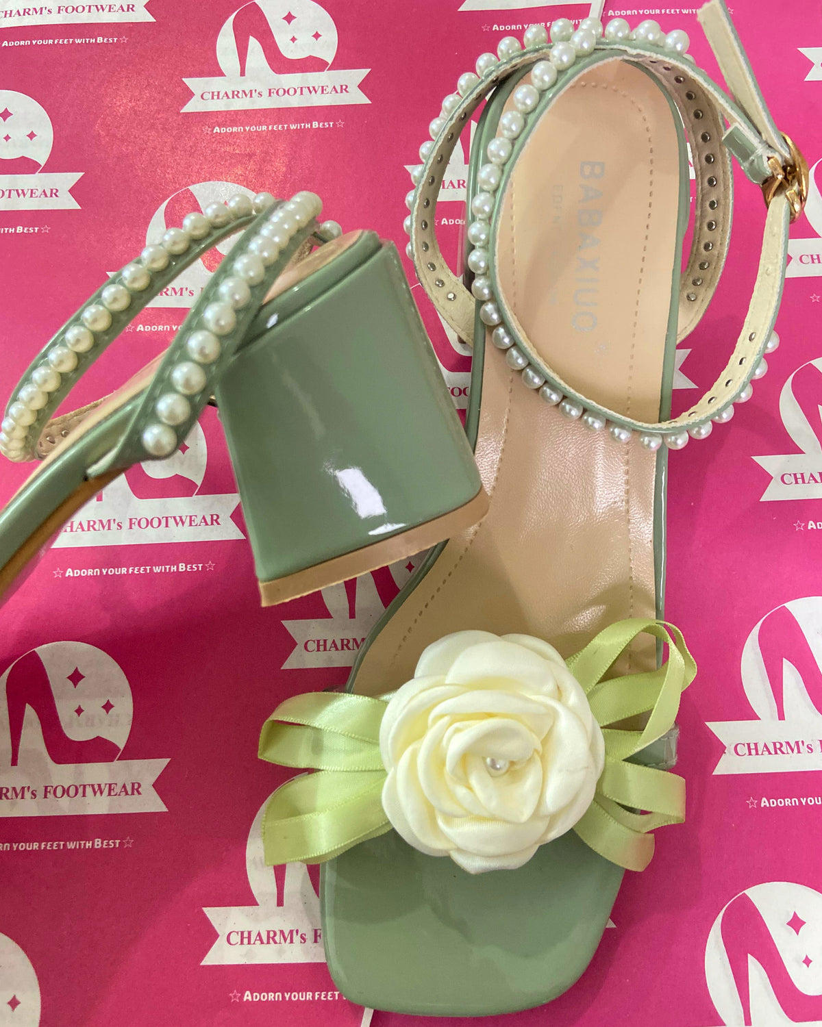 Korean Floral Block heels