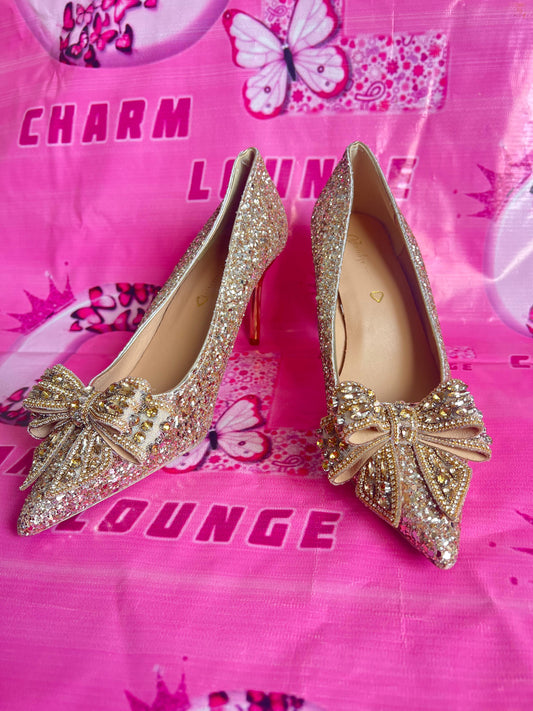 Shimmery Bow Heels