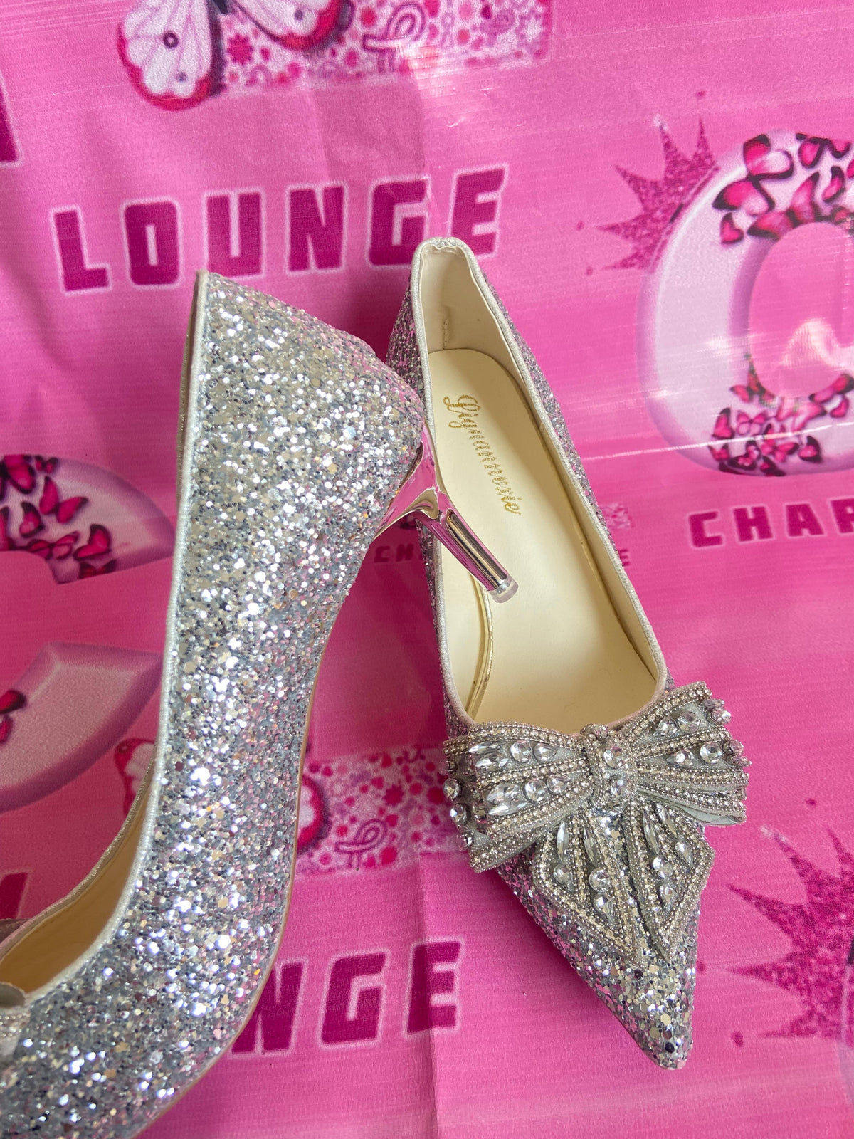 Shimmery Bow Heels