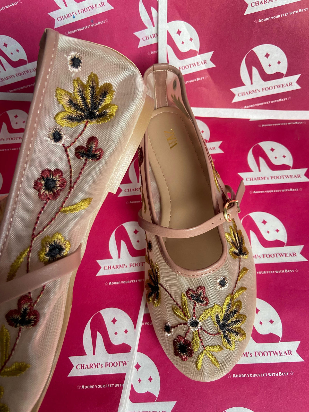 ZARA Floral Flats