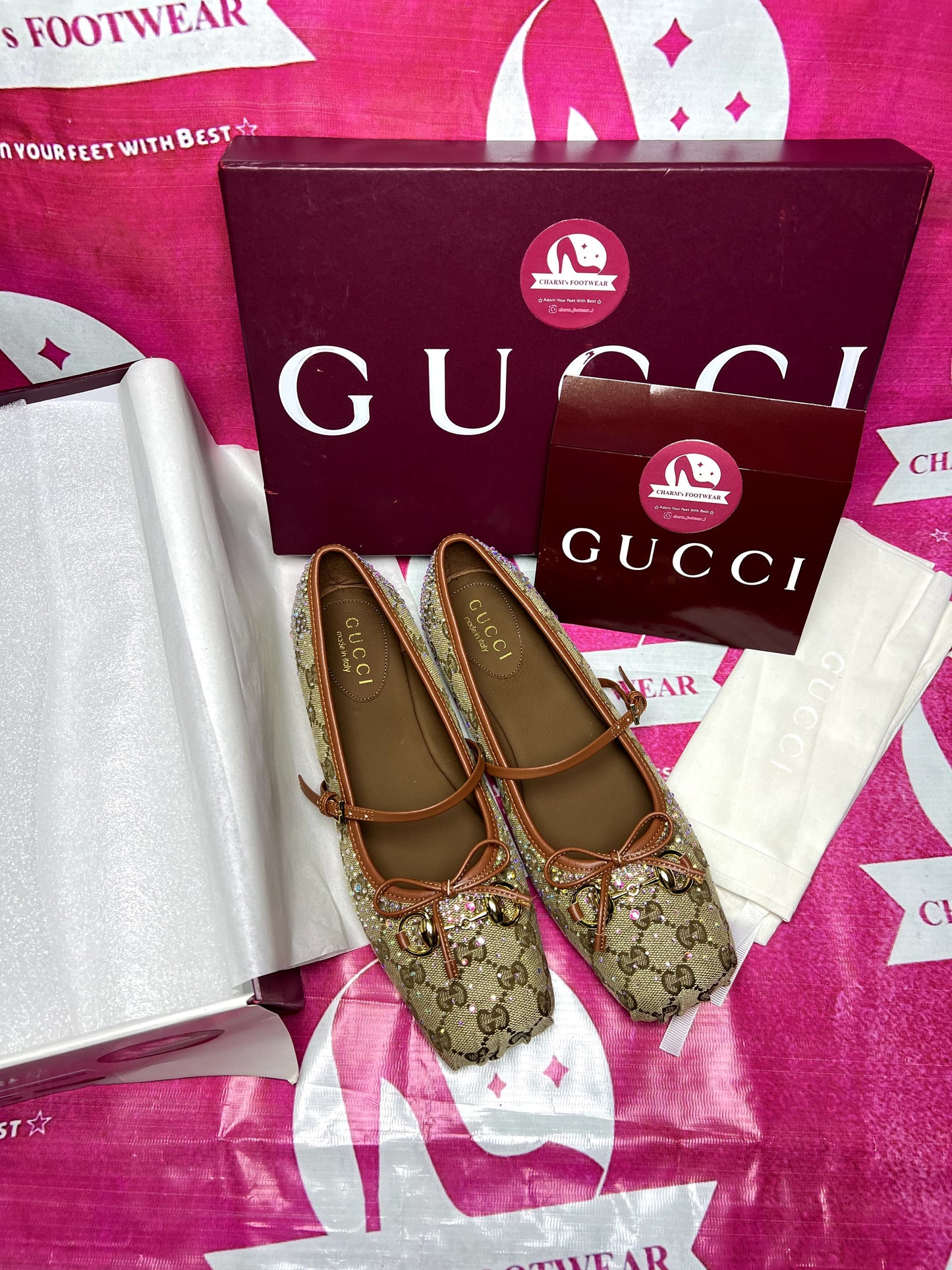 Women's Crystal Gucci Horsbit ballet Flat