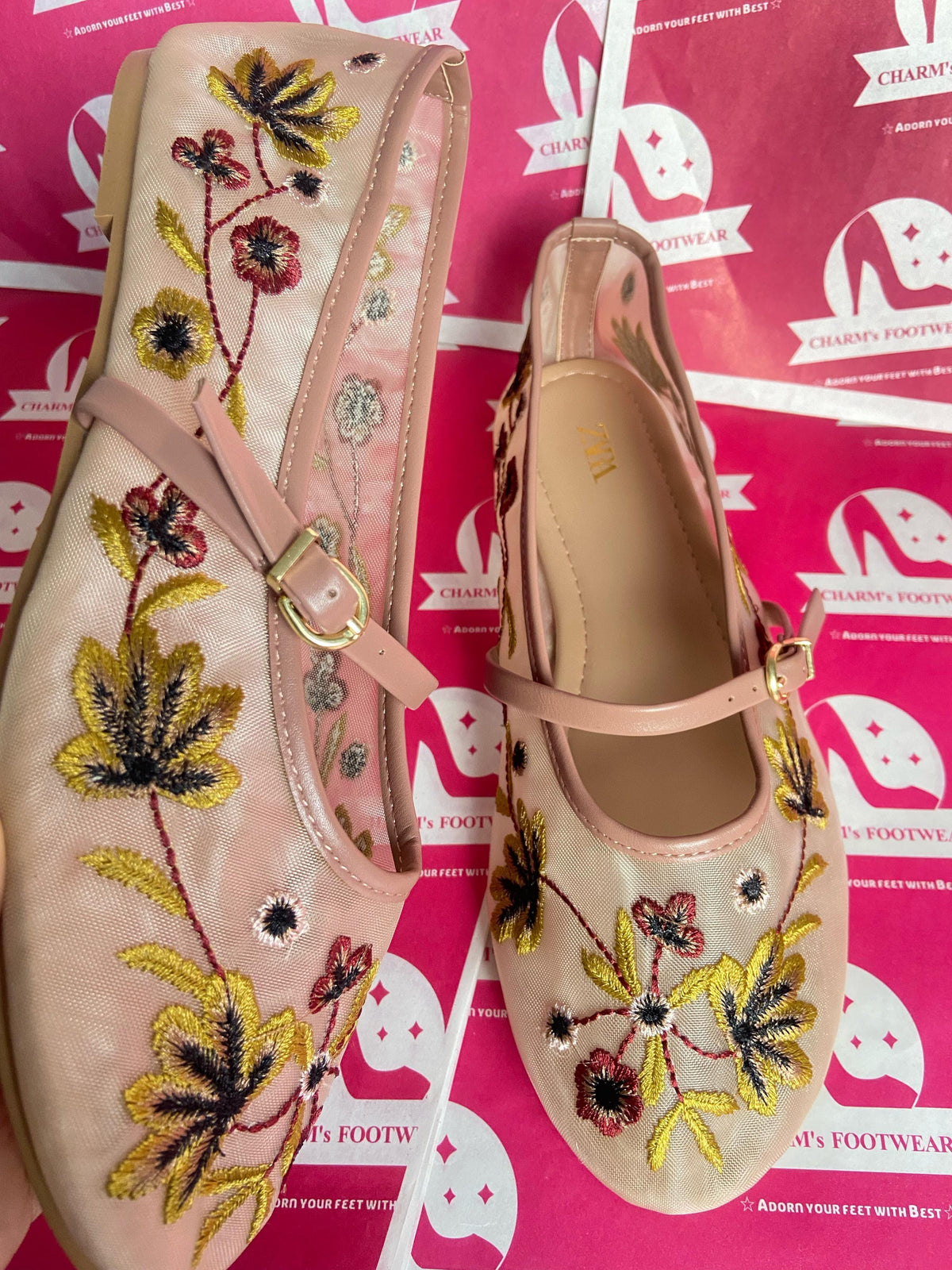 ZARA Floral Flats