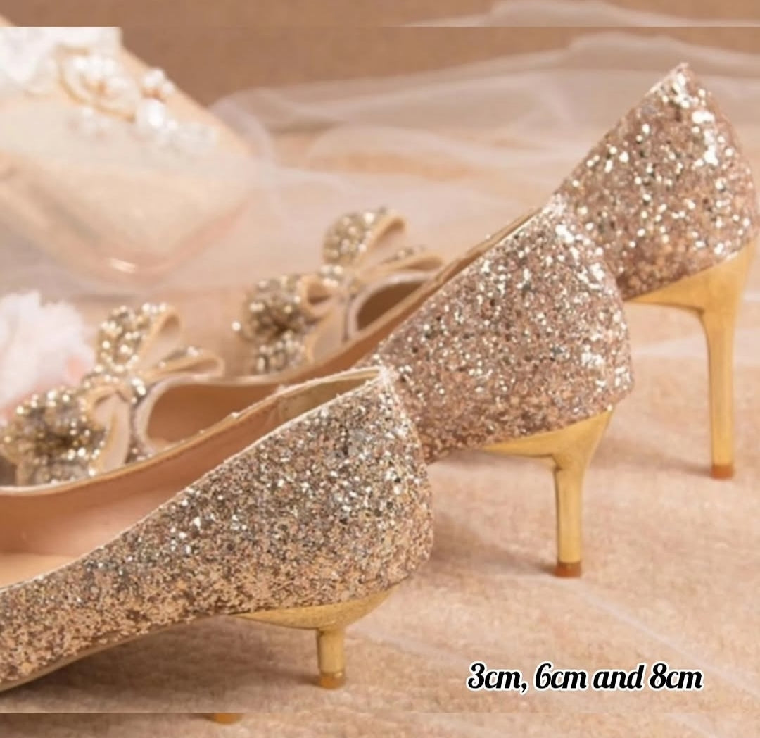 Shimmery Bow Heels
