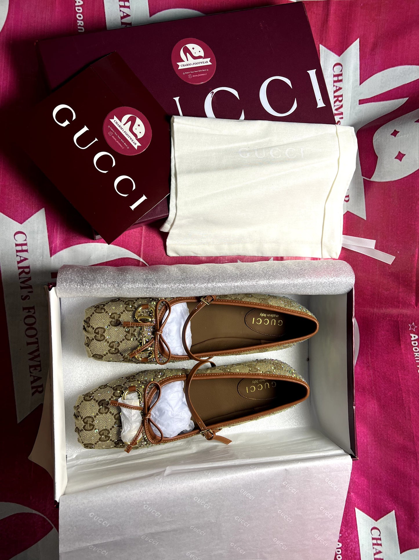 Women's Crystal Gucci Horsbit ballet Flat
