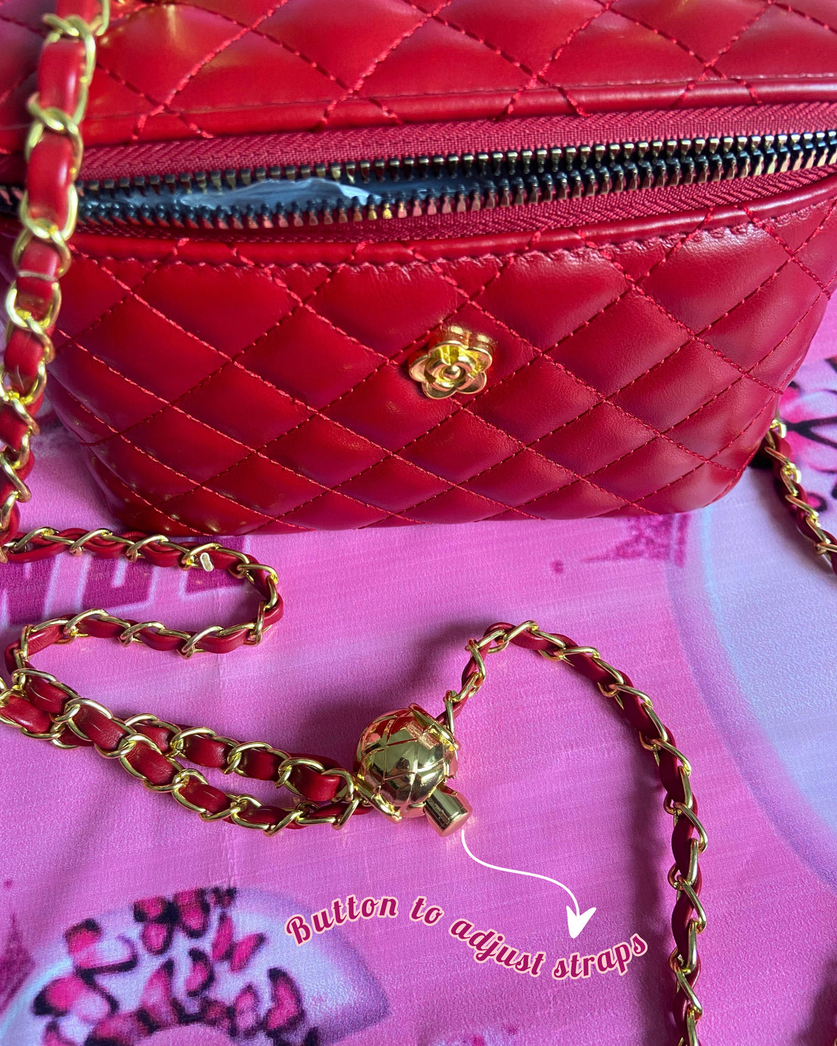 Quilted- Red Vanity Style Bag✨