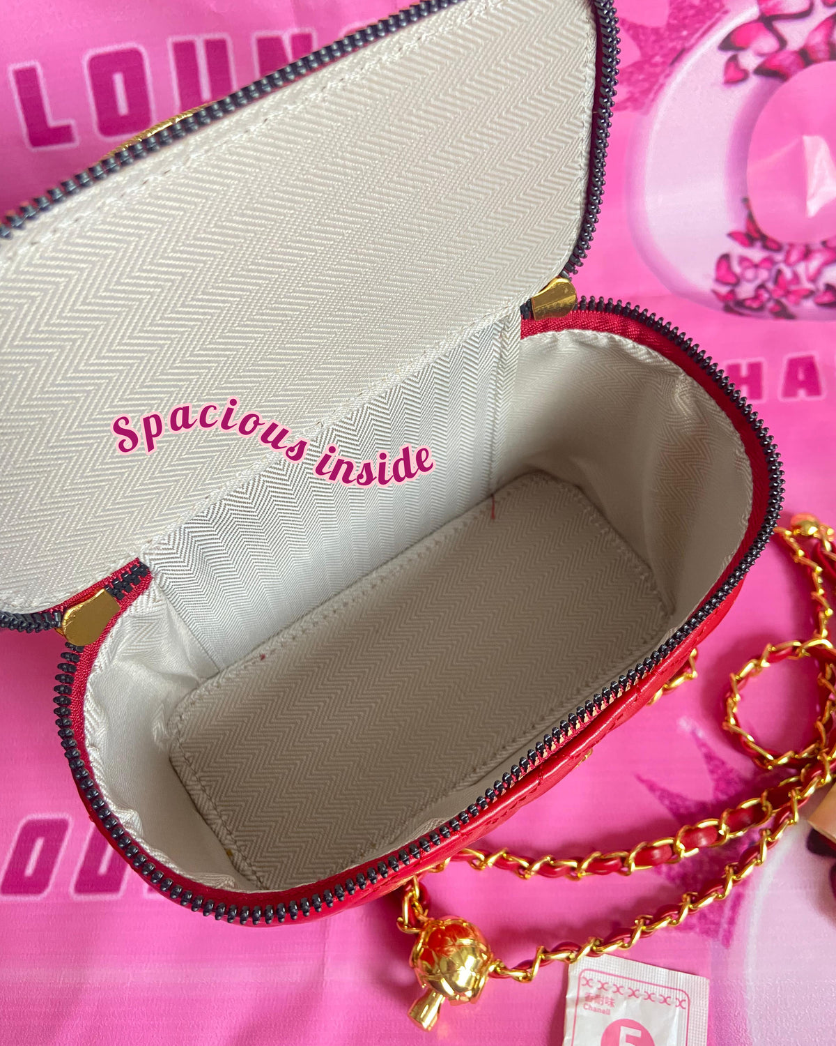 Quilted- Red Vanity Style Bag✨