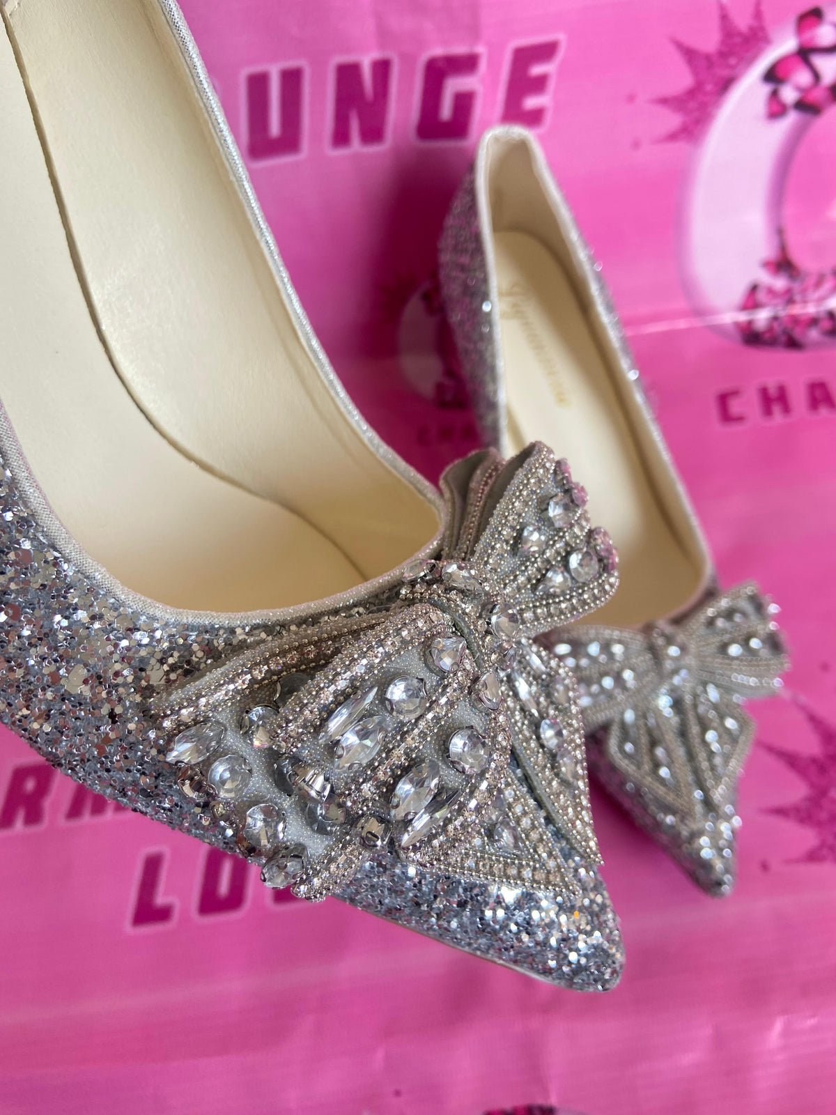 Shimmery Bow Heels