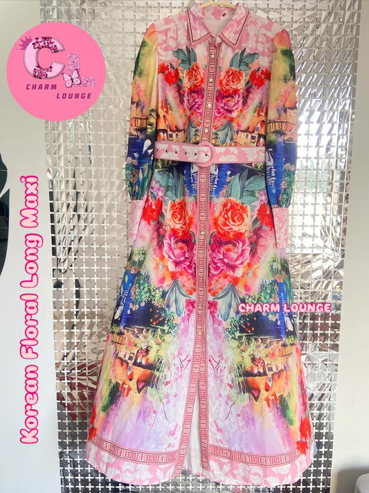 HighQuality Korean Floral Long Maxi