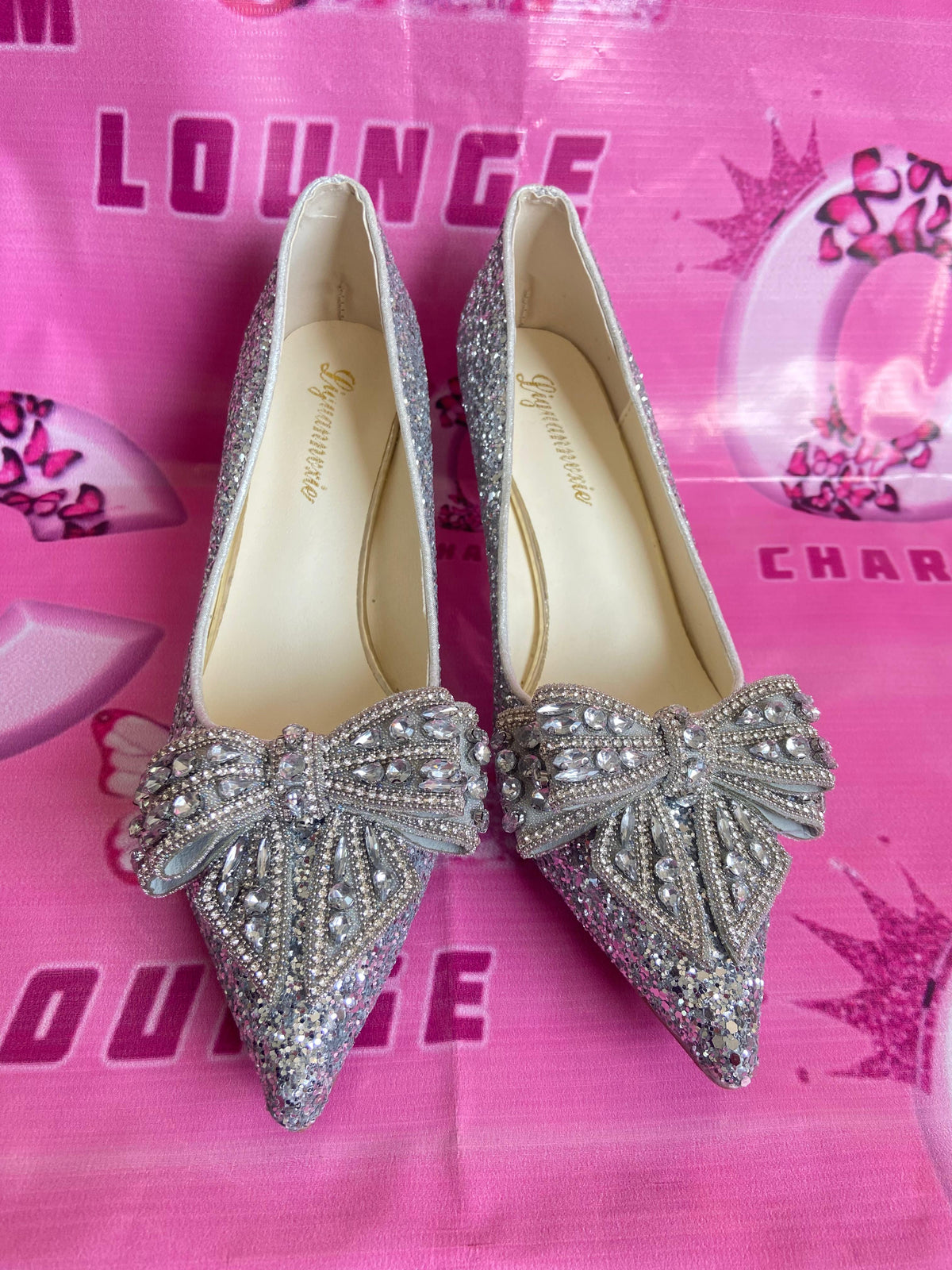 Shimmery Bow Heels