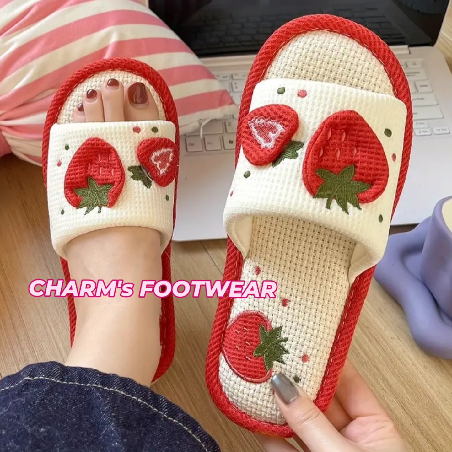 Summer Strawberry Slippers 🍓